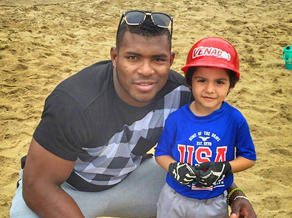 Loving ‘Dodger Blue:’ Yasiel Puig takes time to make a young Avalon boy happy