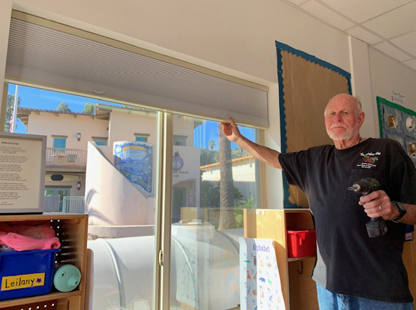 Avalon Lions Club  provides new window coverings for preschool