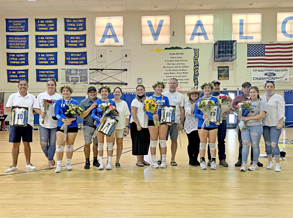 Lancers volleyball celebrates with a BIG win on Senior Night